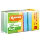 Изображение товара: Губка для посуды 9x6x3 см Хозяюшка Мила MAXI 5 + 1 шт