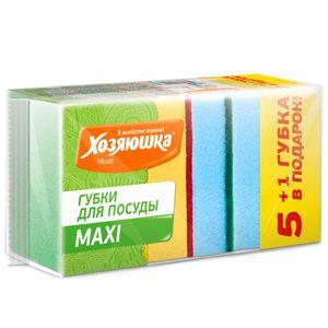 Изображение товара: Губка для посуды 9x6x3 см Хозяюшка Мила MAXI 5 + 1 шт